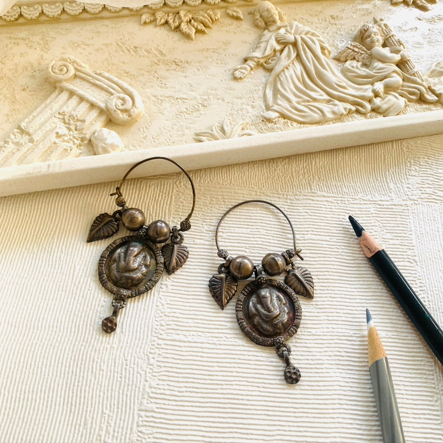 Silver Bali Ganesha Drop Earrings