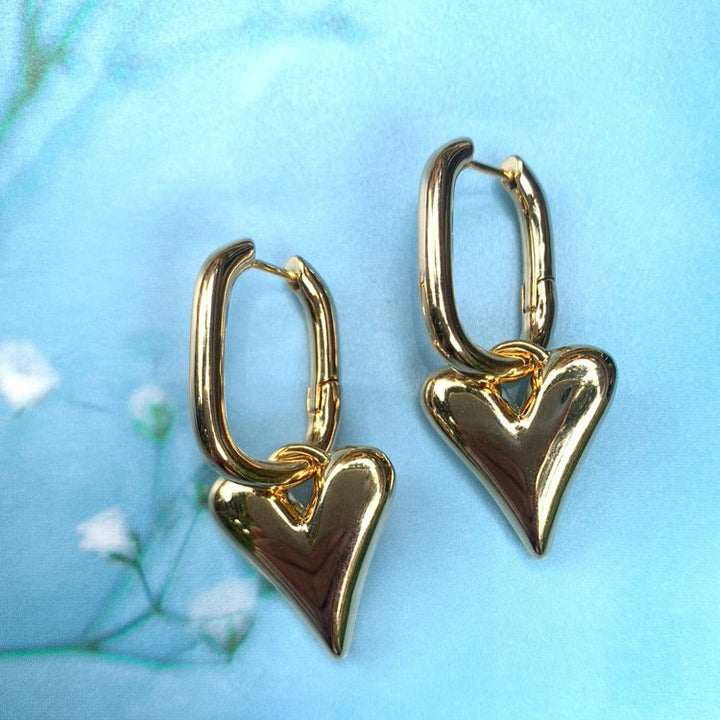 Heart Dangler Hoops