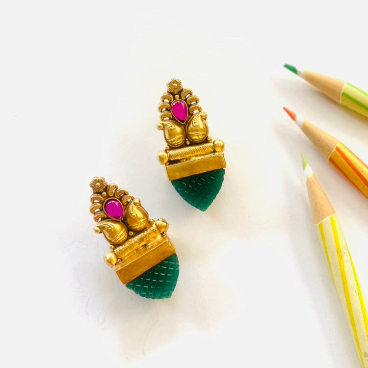 Green Shubhanga Stud Earrings