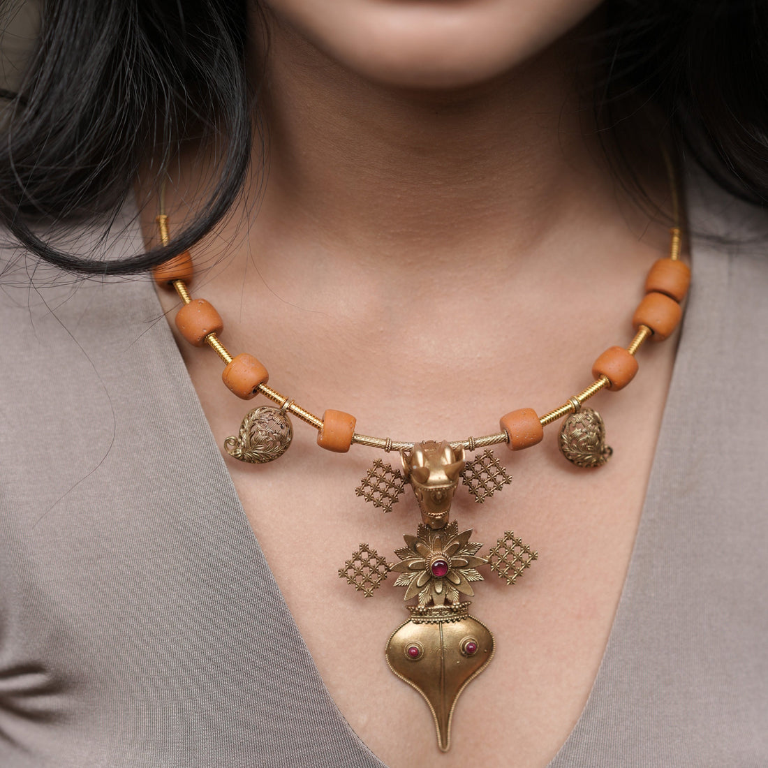 Regal Heart Coral Necklace