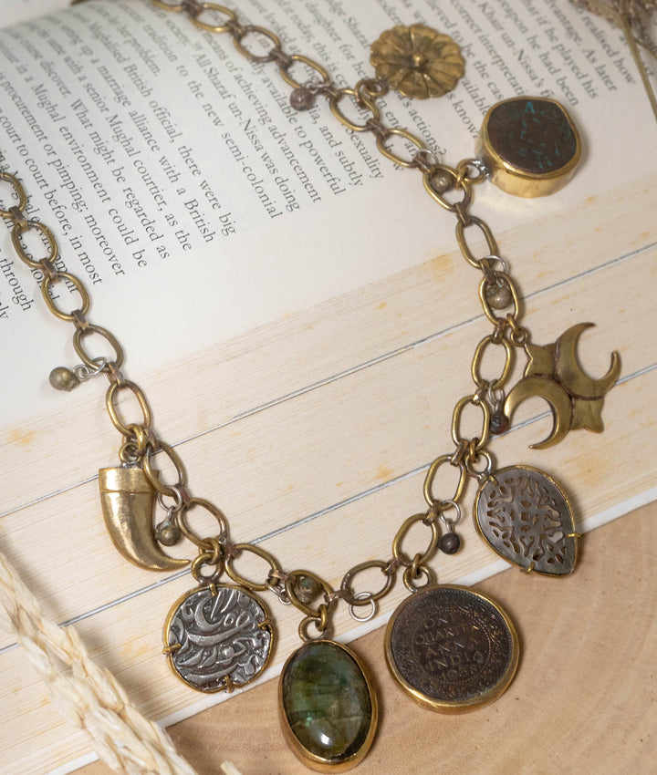 Multi-charm Antique Chain Necklace