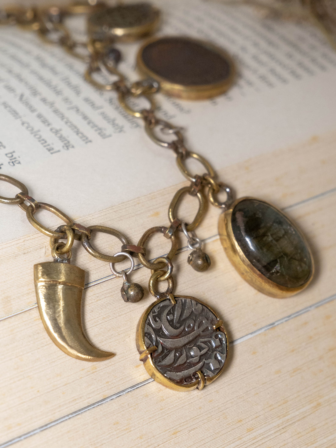 Multi-charm Antique Chain Necklace