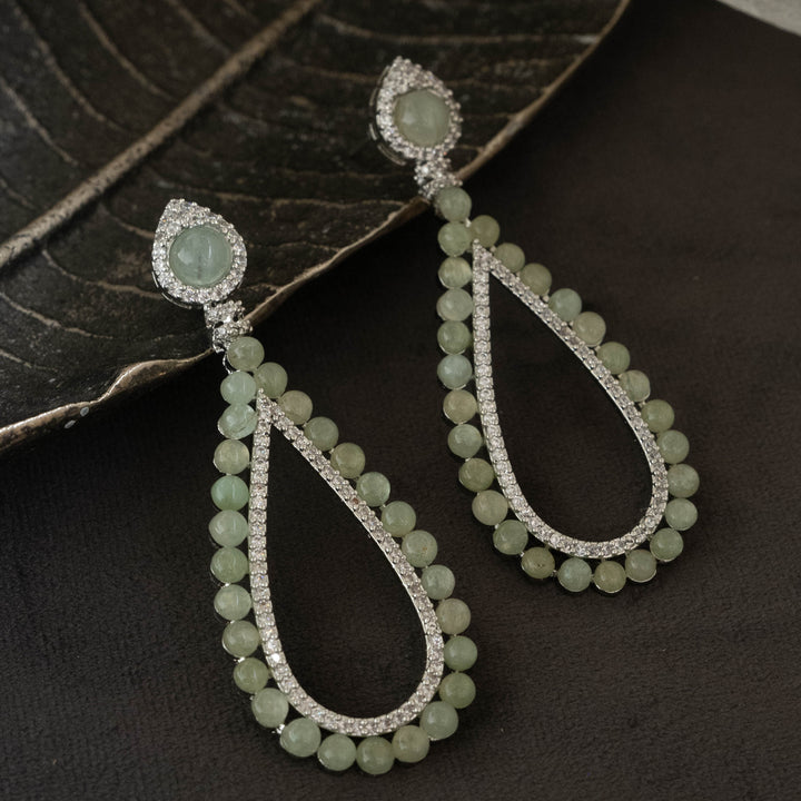 Green Tear Drop Earrings