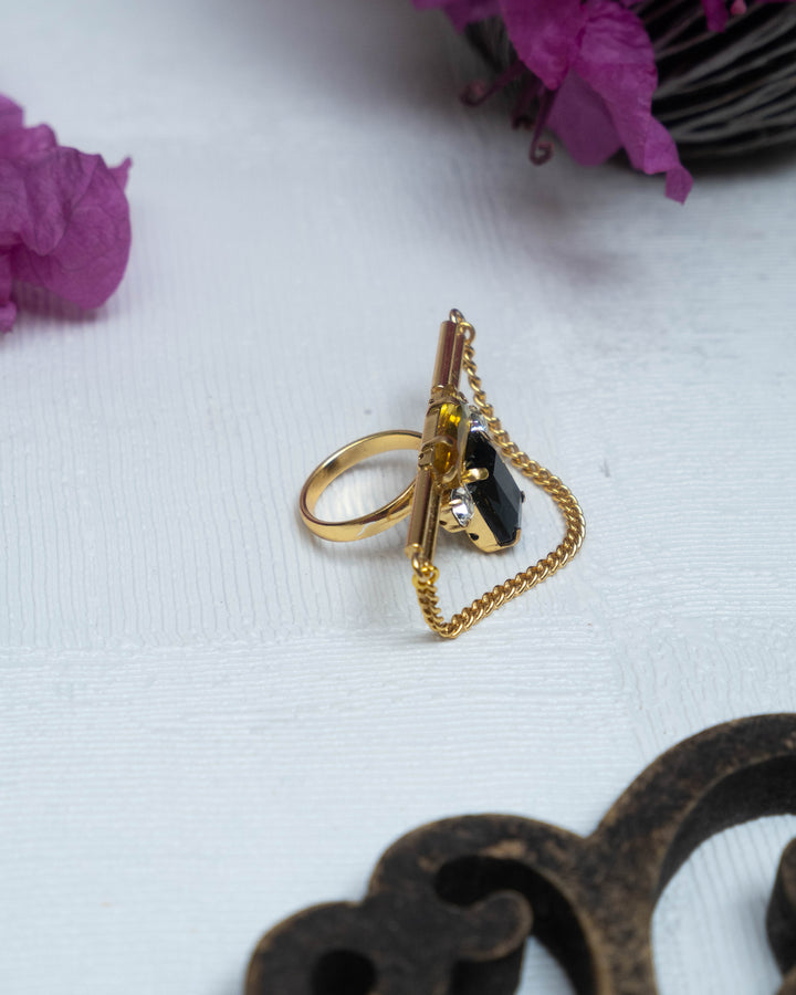 Yellow & Black Chain Link Ring