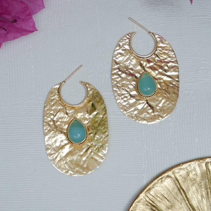 Paper Green Eye Hoop Earrings