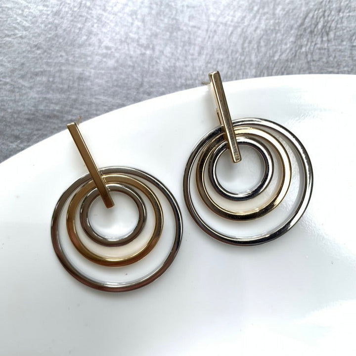 Three Circle Dangling Earrings