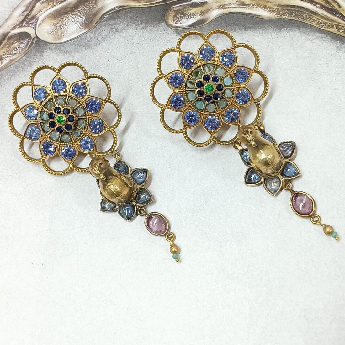 Blue Rangoli dangler Earrings