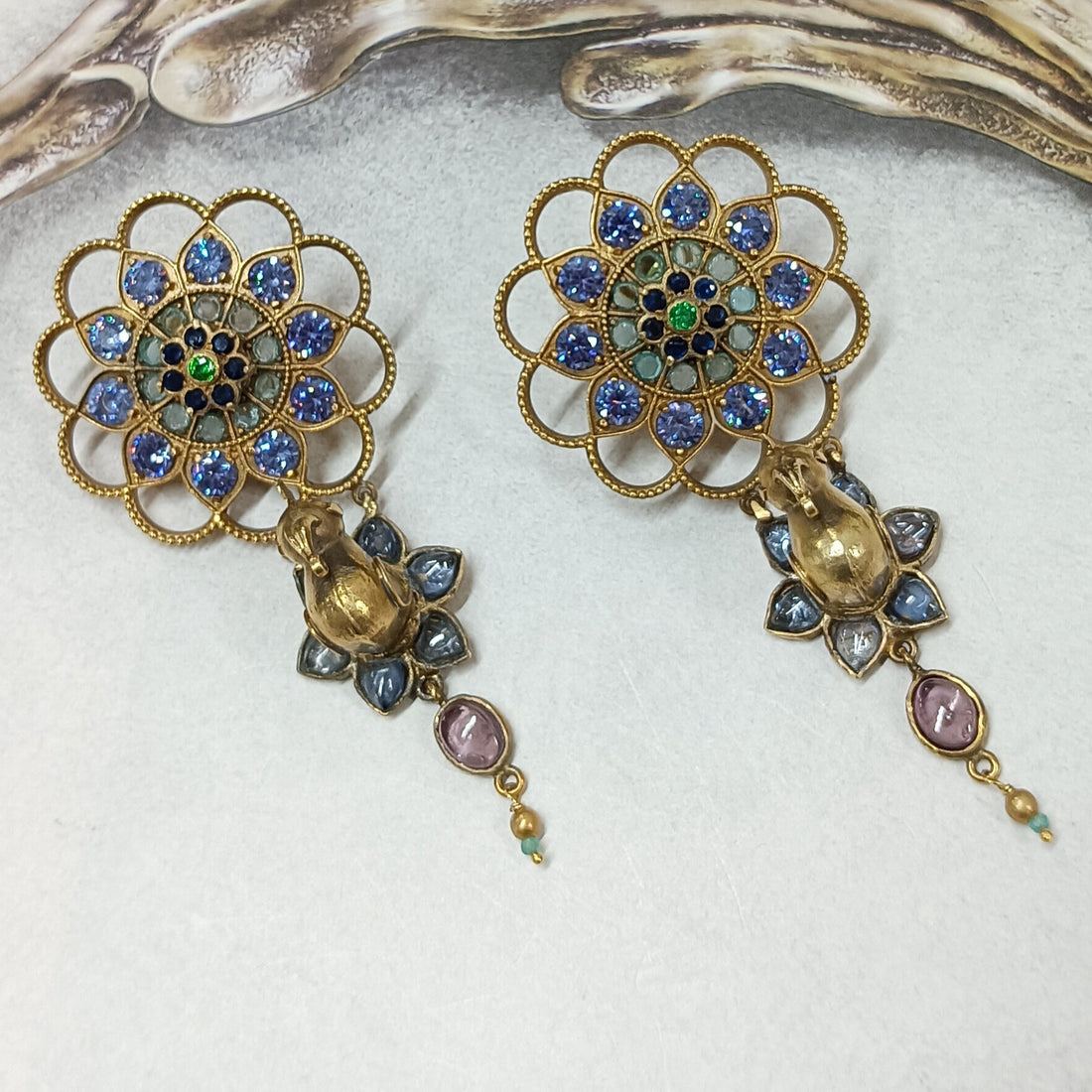 Blue Rangoli dangler Earrings