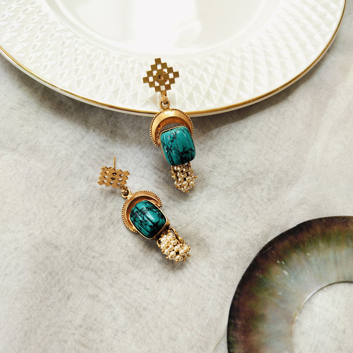 Emerald Weave Silver Earrings