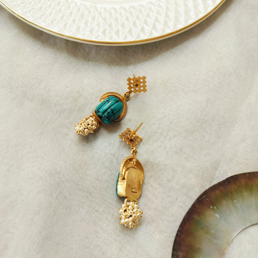 Emerald Weave Silver Earrings