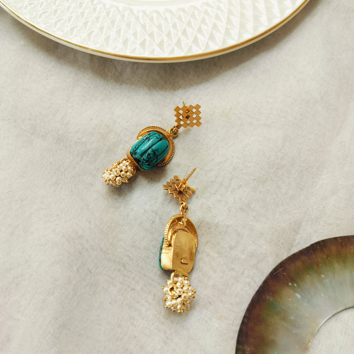 Emerald Weave Silver Earrings