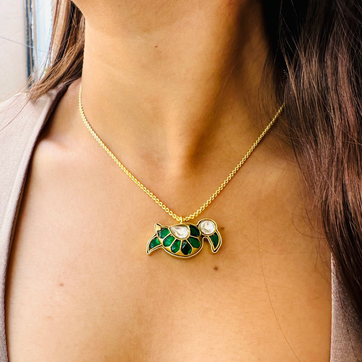Emerald Parrot Charm Necklace