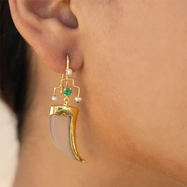 AVANI Faux Tiger Claw Green Royal Earrings