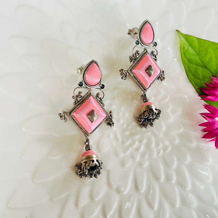 Meenakari Mahal Siilver Earrings