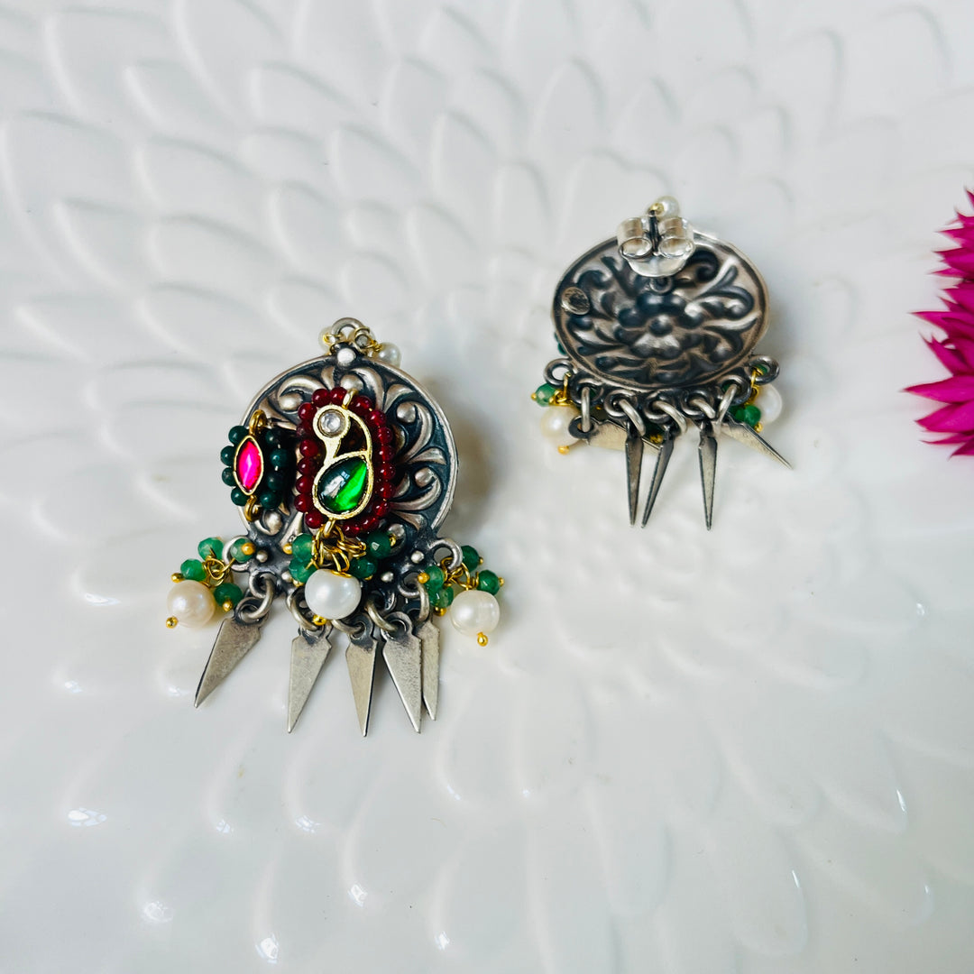 Rani Ratna Silver Earrings