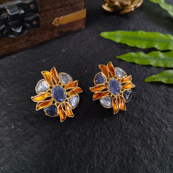 Blue Radiance Floral Studs
