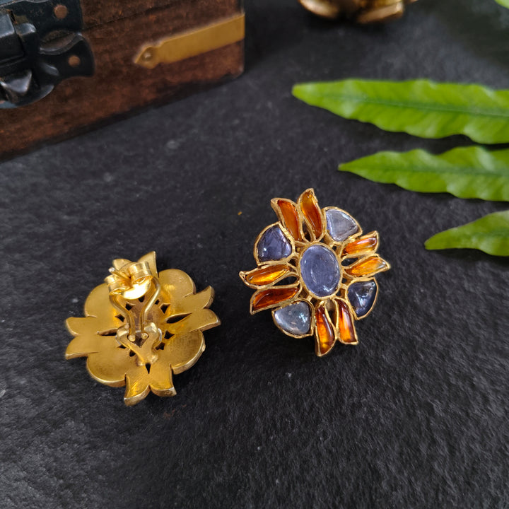 Blue Radiance Floral Studs