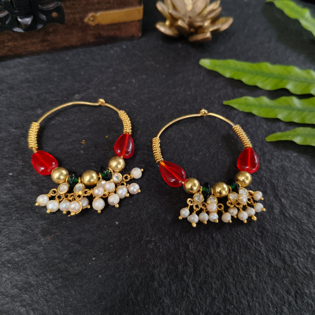 Red Blossom Pearl Earrings