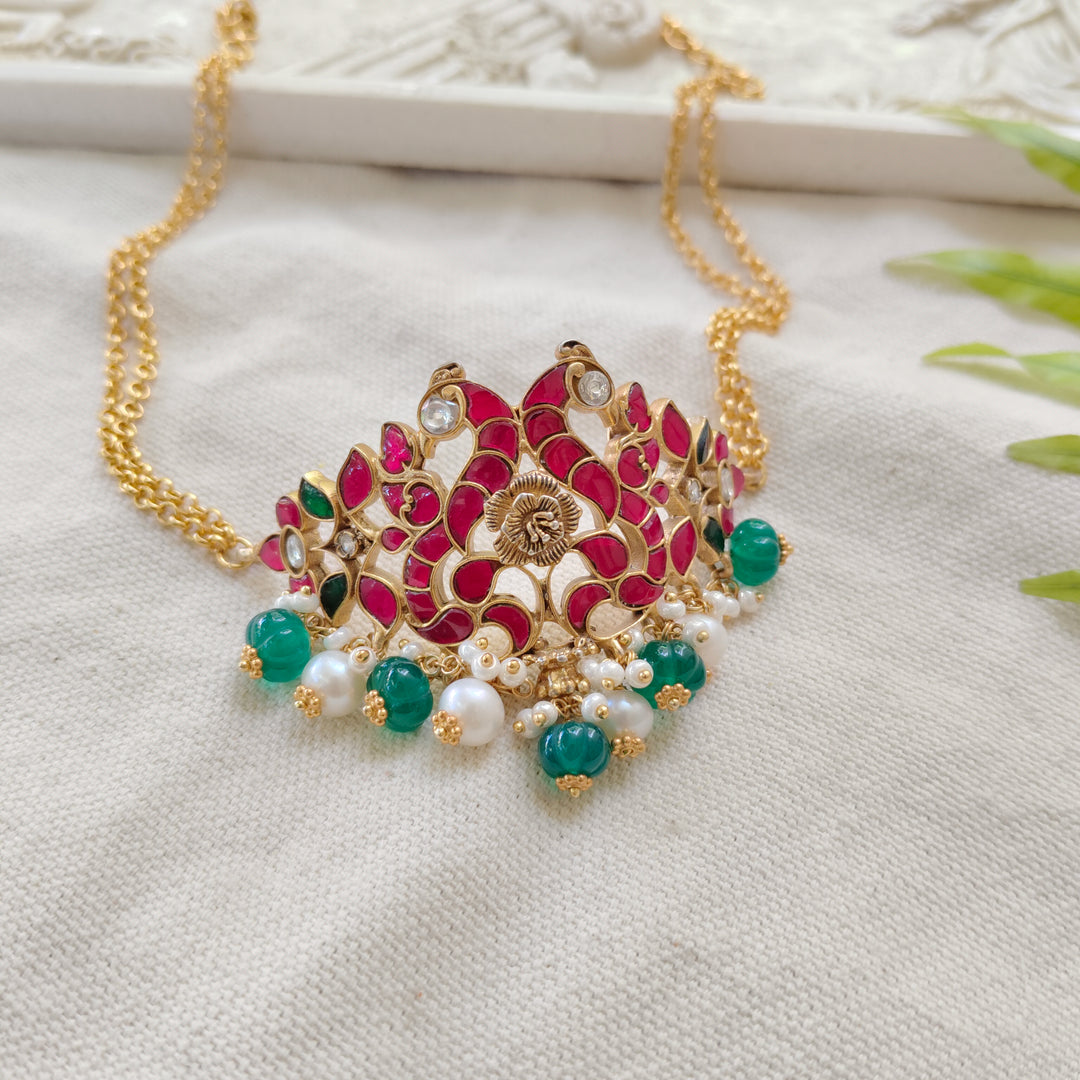 Ruby Flora Silver Necklace