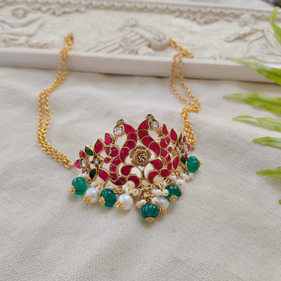 Ruby Flora Silver Necklace