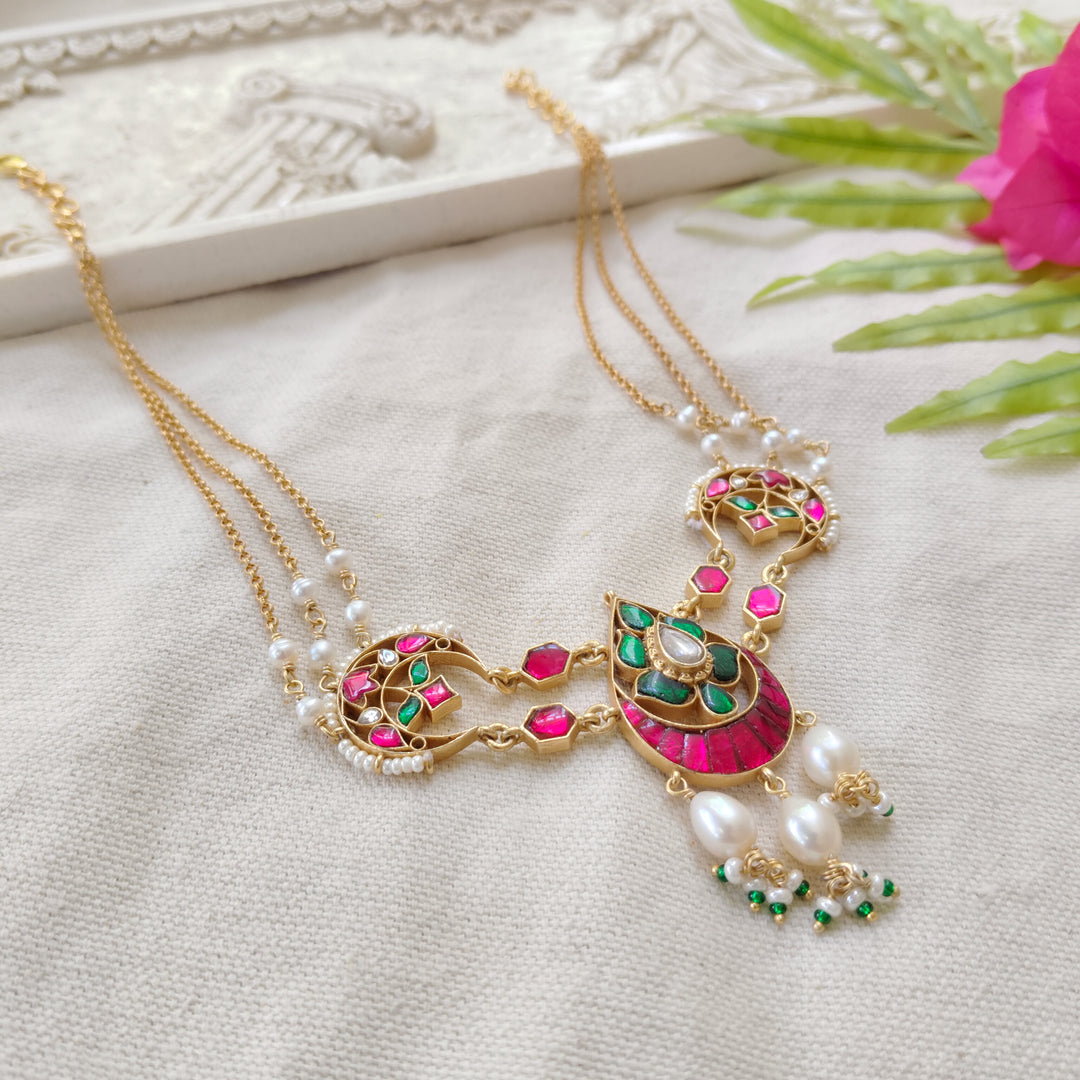 Ruby Peacock Silver Necklace