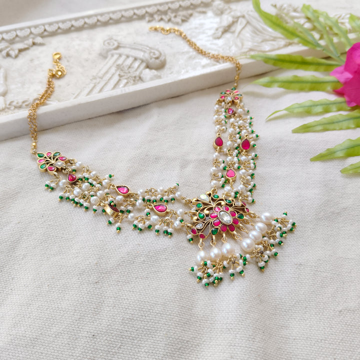 Pearl Blossom Silver Necklace