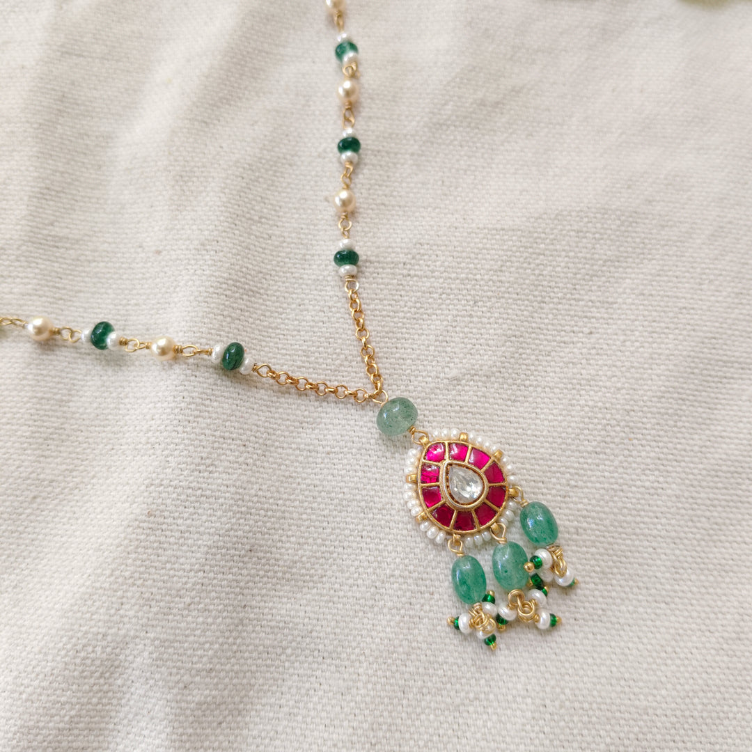 Emerald Drop Silver Necklace