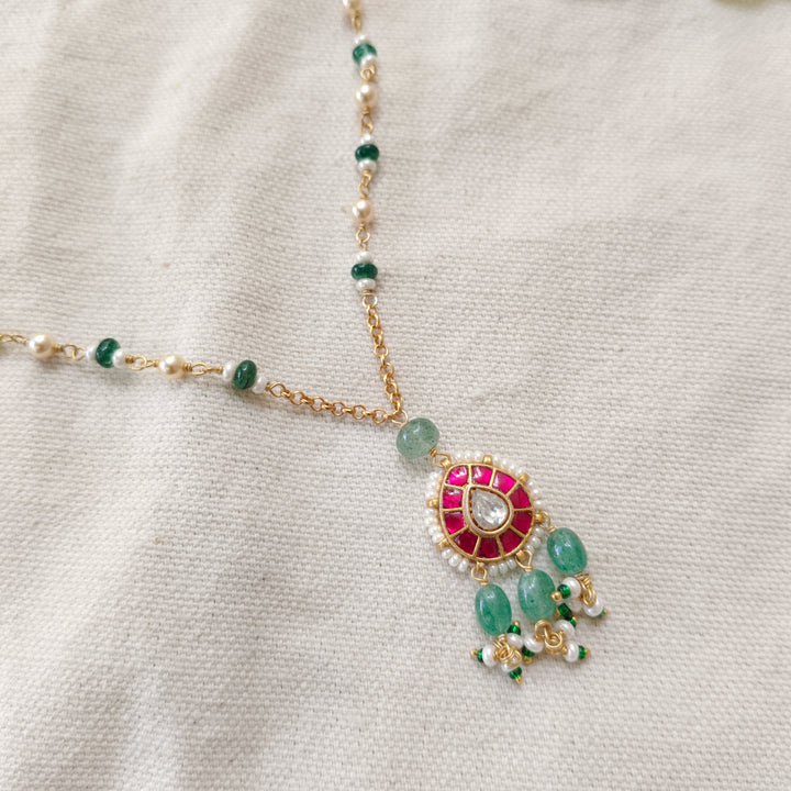 Emerald Drop Silver Necklace