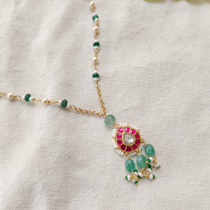 Emerald Drop Silver Necklace