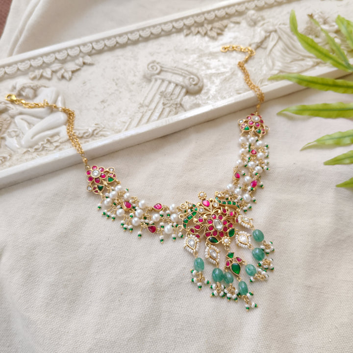 Emerald Rajwada Silver Necklace