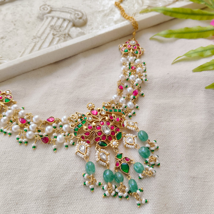 Emerald Rajwada Silver Necklace