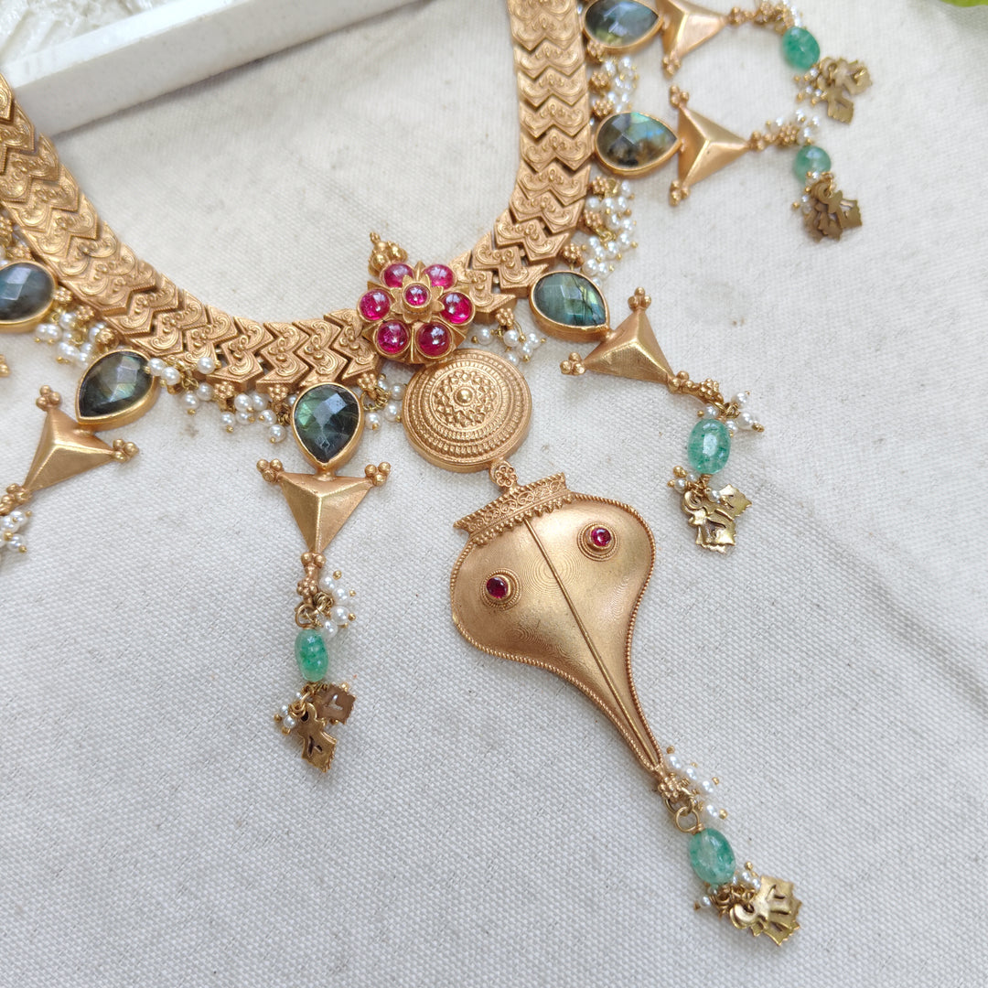 Emerald Cascade Silver Necklace