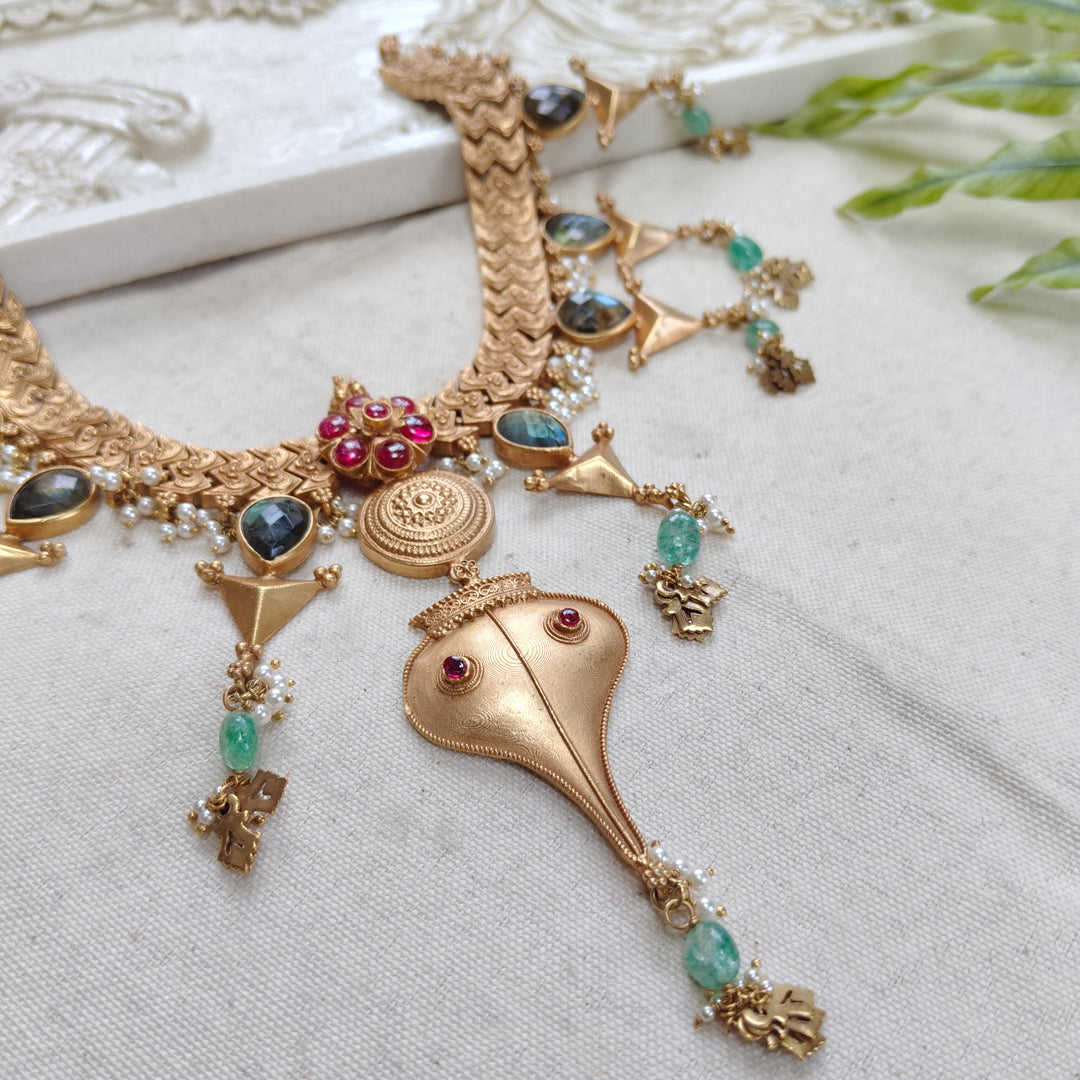 Emerald Cascade Silver Necklace