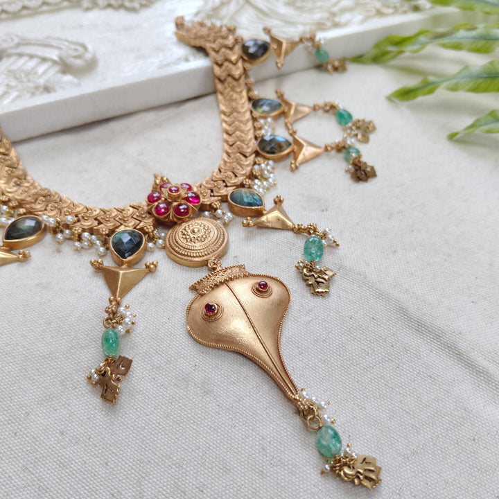 Emerald Cascade Silver Necklace