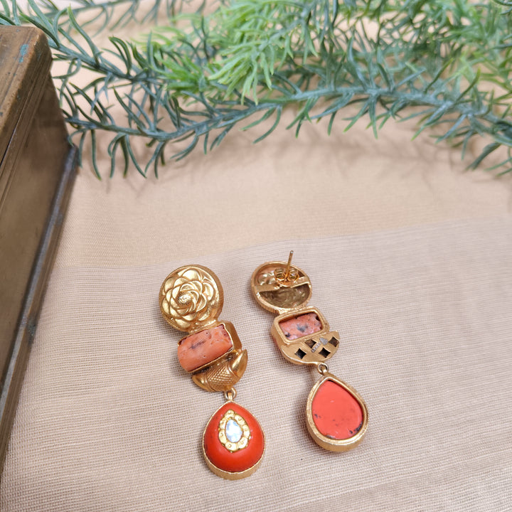 Coral Rose Cascade Earrings