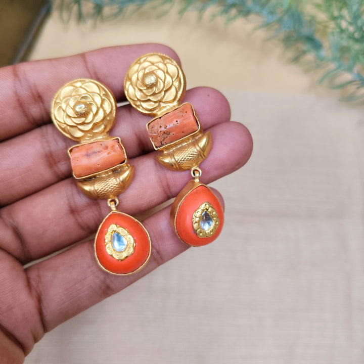 Coral Rose Cascade Earrings