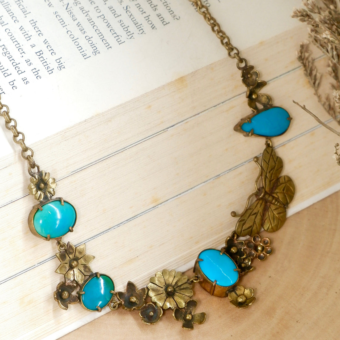 Multi flower Butterfly Necklace