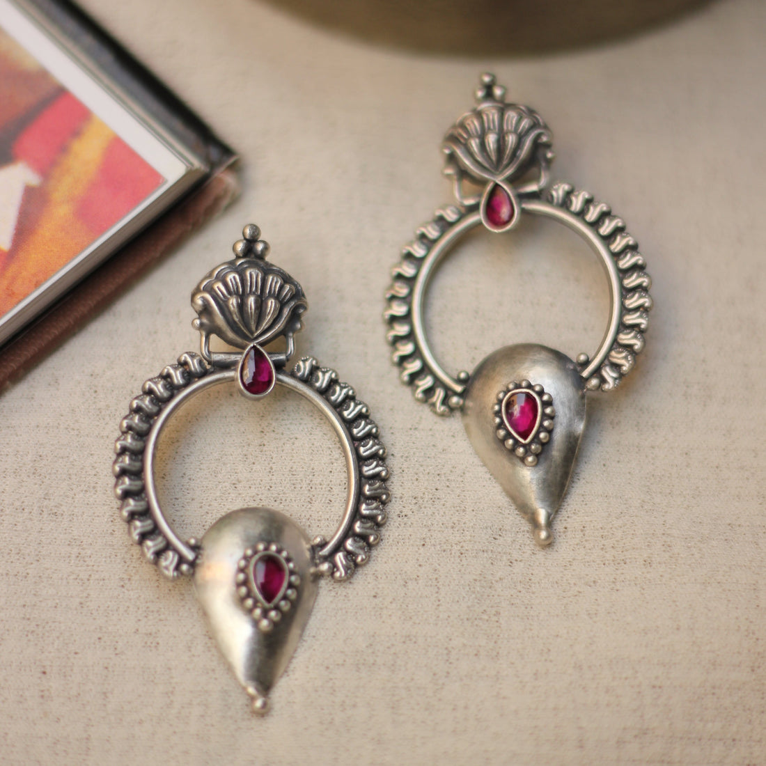 Antique Silver Filigree Nath Earrings