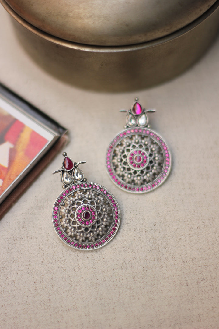 Crimson Mandala Earrings