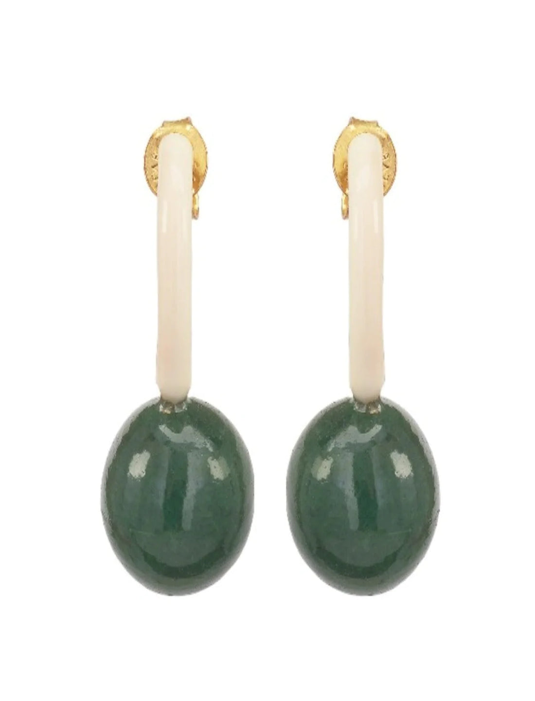 Aventurine Enamel Ball Earrings