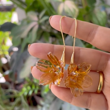 Yellow Trumpet Flower Earrings