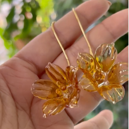 Yellow Trumpet Flower Earrings