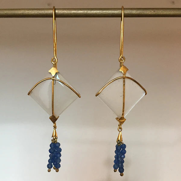 PATANG Small Moonstone WITH Lapiz Lazuli Tassel