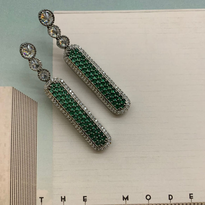 Green Stick Dangler Earrings