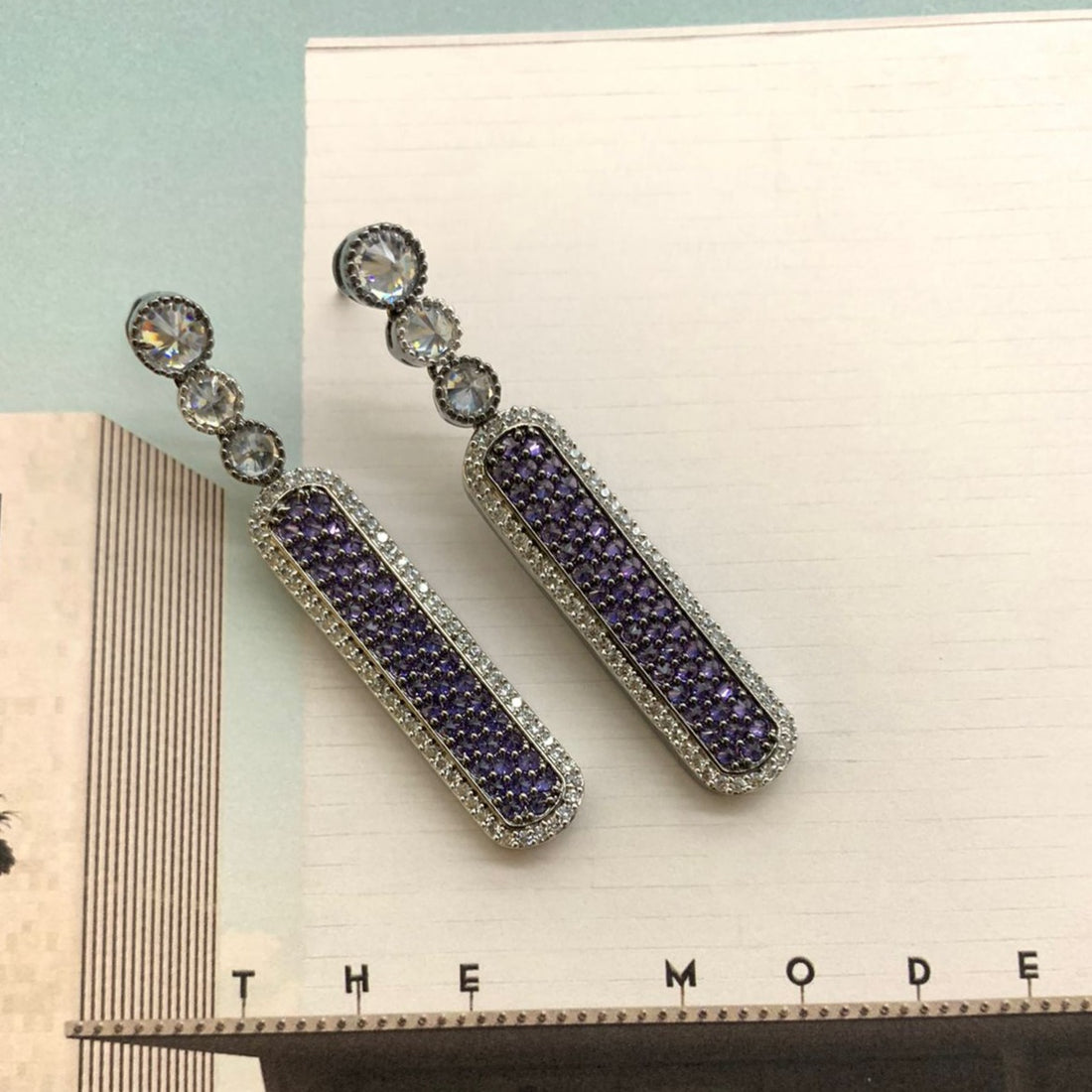 Blue Stick Dangler Earrings