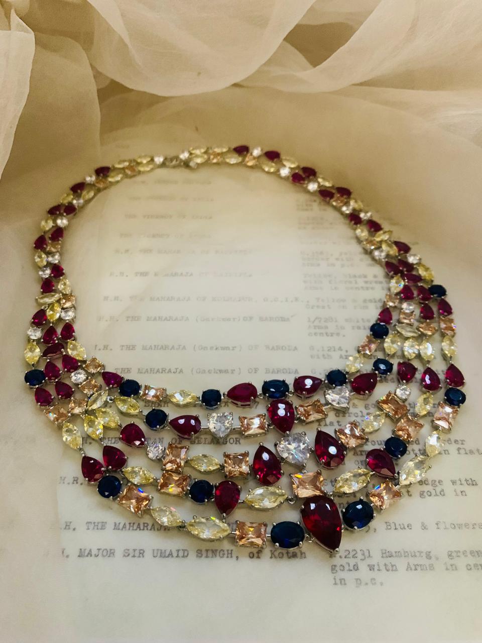 Garnet and Sapphire Elegance Necklace Set