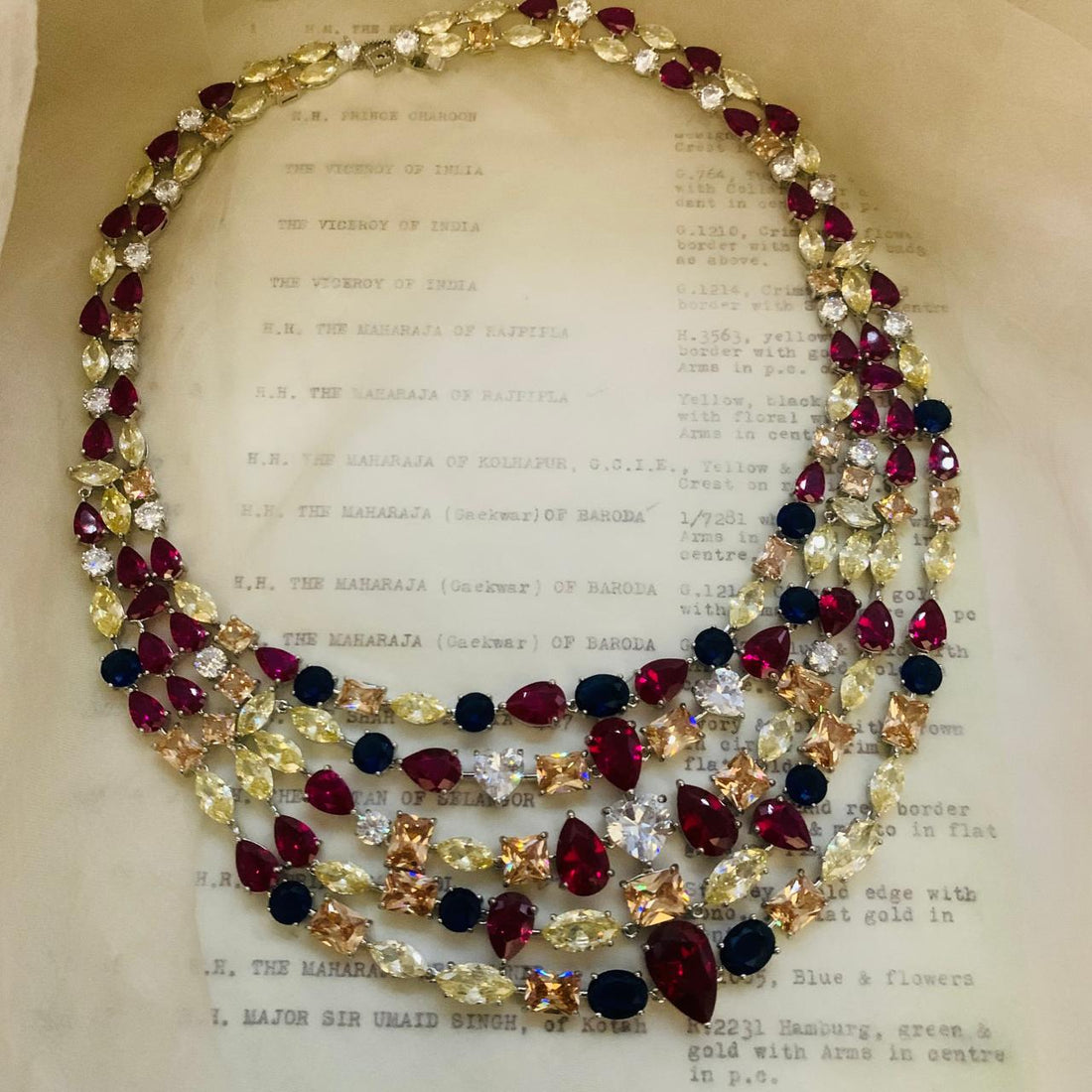 Garnet and Sapphire Elegance Necklace Set