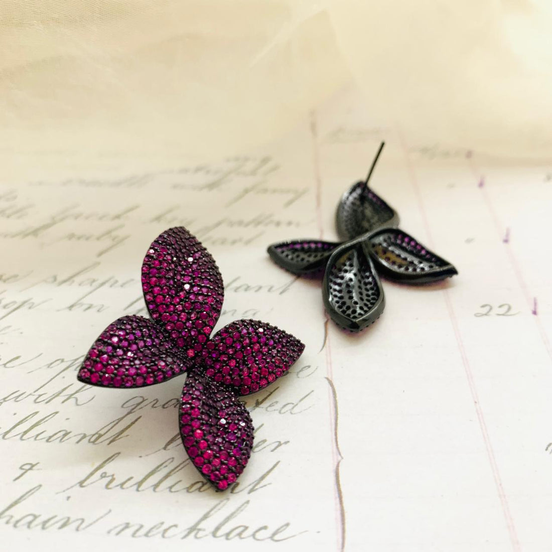 Pink Petal Sparkle Studs