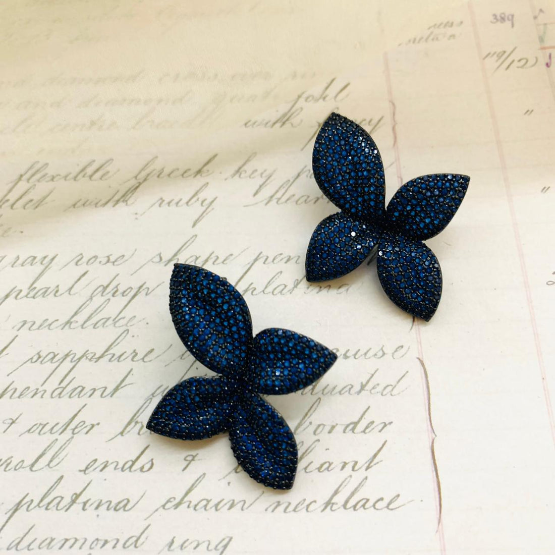 Blue Petal Sparkle Studs