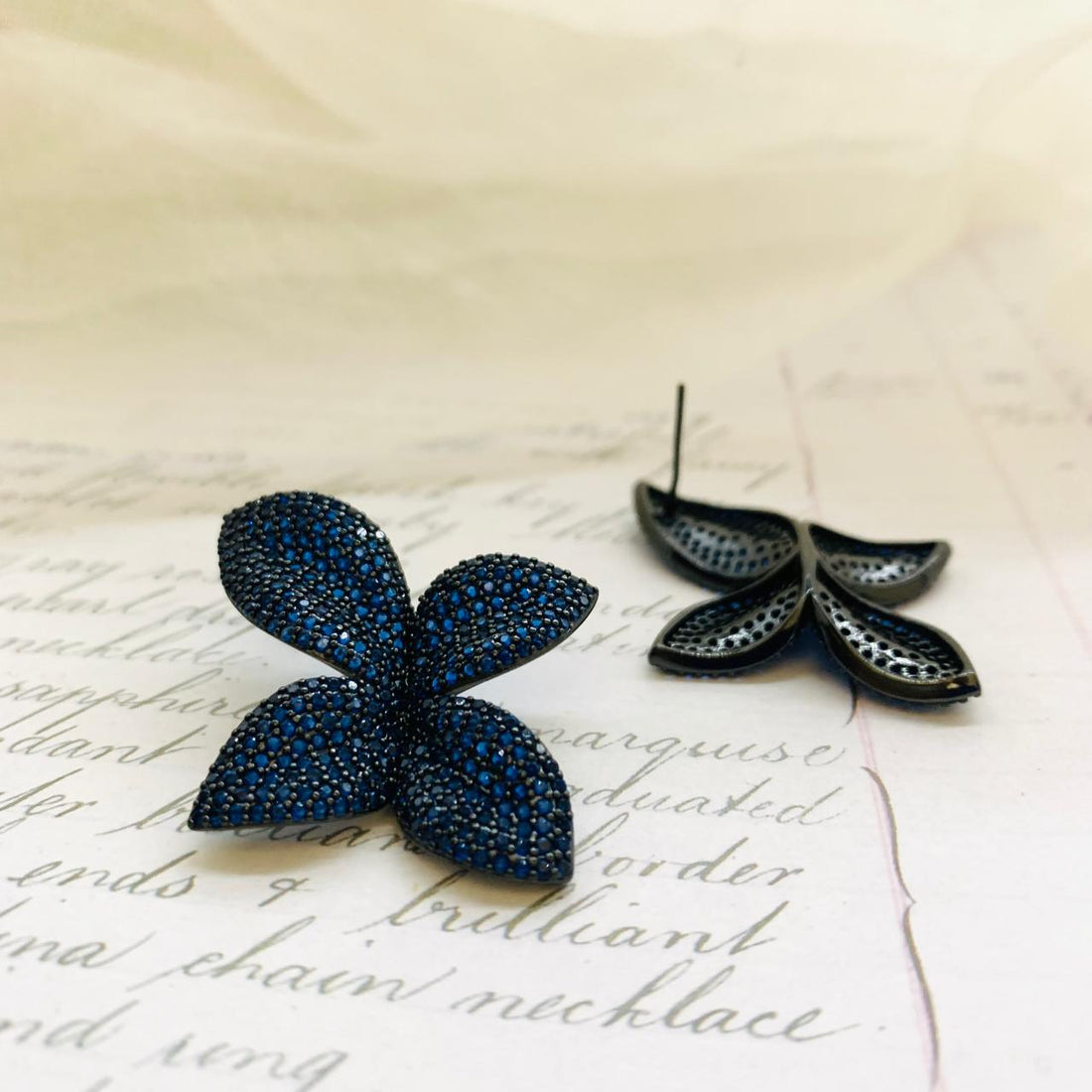 Blue Petal Sparkle Studs